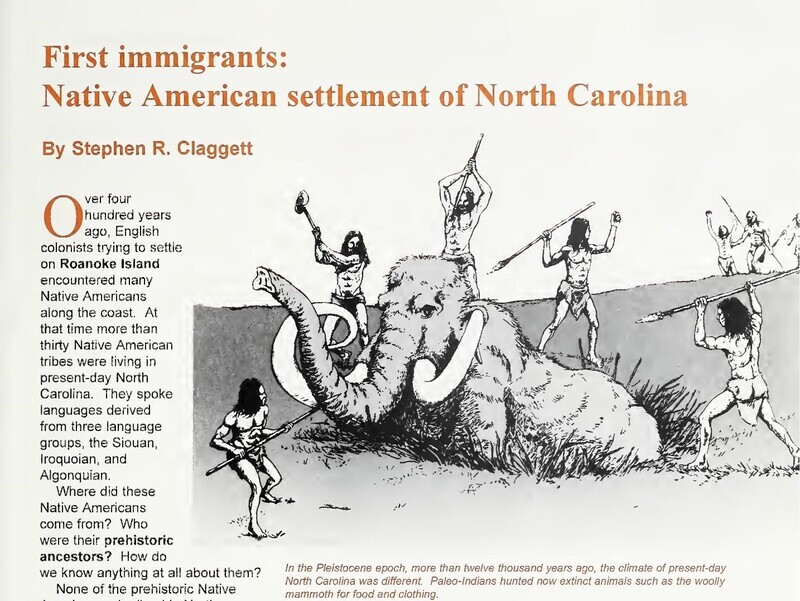 An article on American Indians settling in North Carolina published in Tarheel Junior Historian