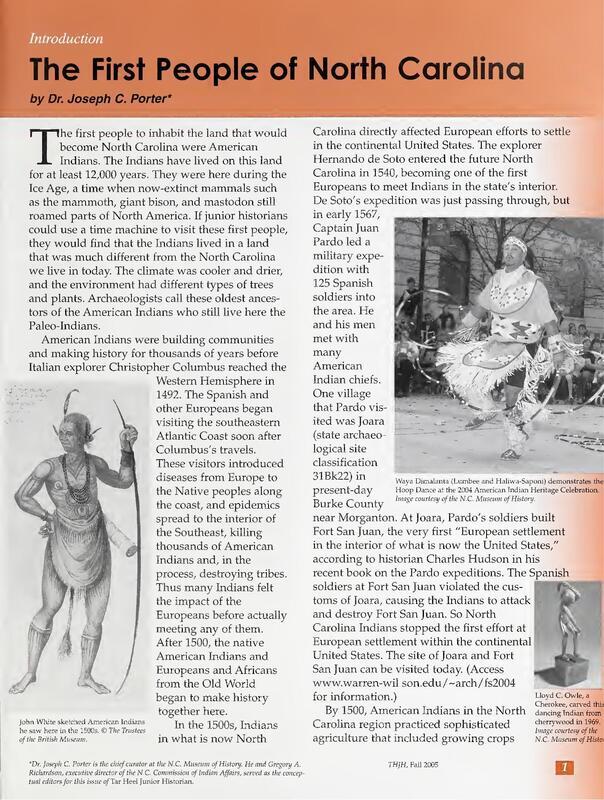 An article about the American Indians in North Carolina