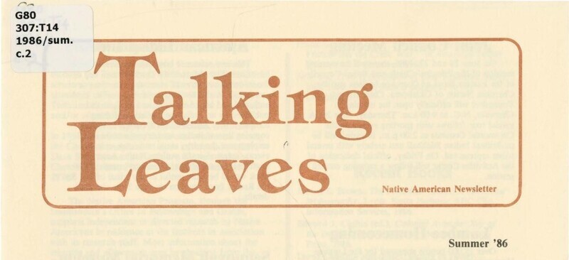 A newsletter used to for the purpose of publicizing the efforts of native North Americans and native American organizations within North Carolina