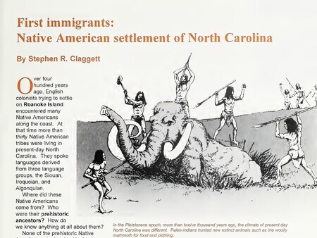 An article on American Indians settling in North Carolina published in Tarheel Junior Historian