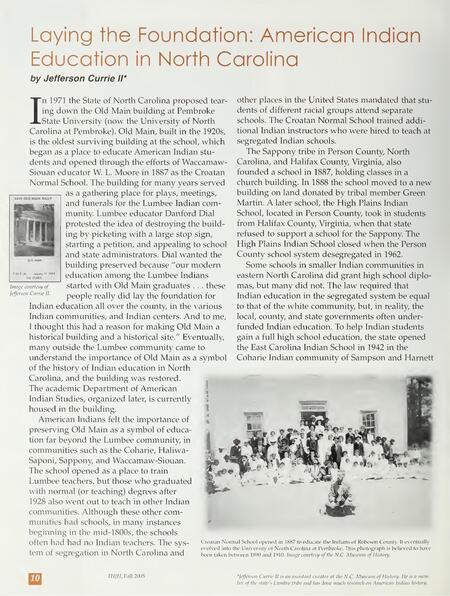 An article about American Indian education in North Carolina
