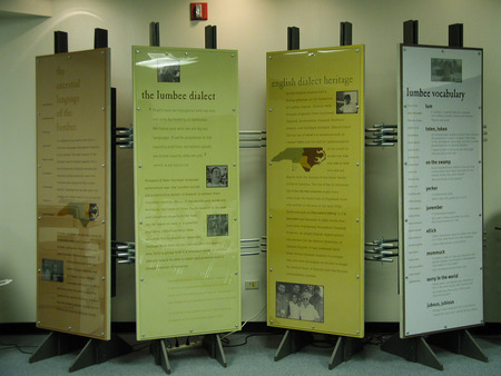 A display discussing the evolution of the Lumbee dialect