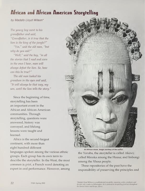 Article about the importance of stories in African American culture.