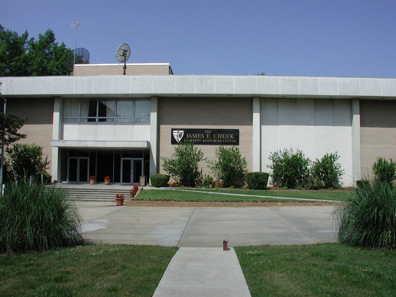Front exterior view of the James E. Cheek Learning Resource Center at Shaw University.