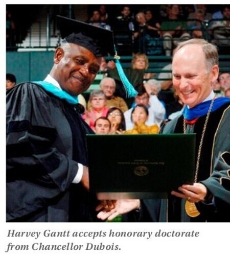 Article about Harvey Gannt getting an honorary degree from UNC-Charlotte.