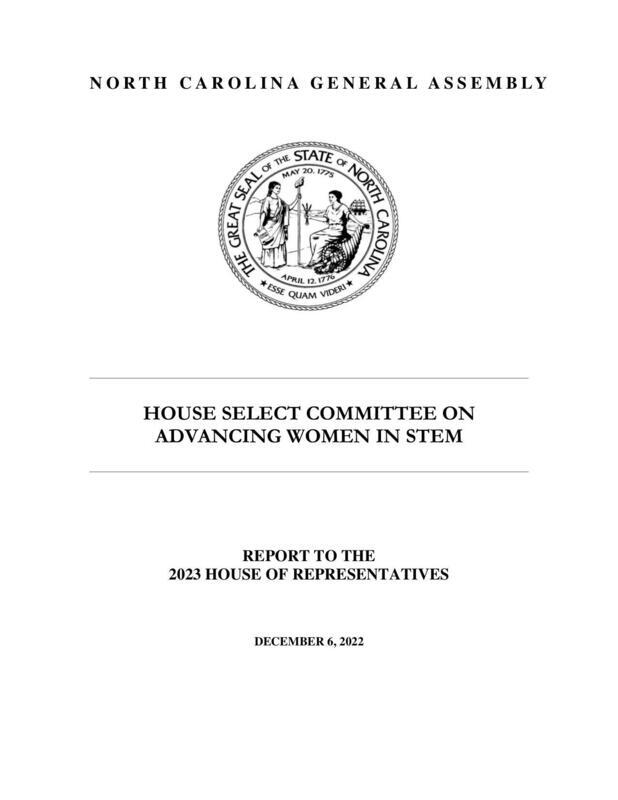 A report to the General Assembly about women pursuing STEM degrees in higher education.