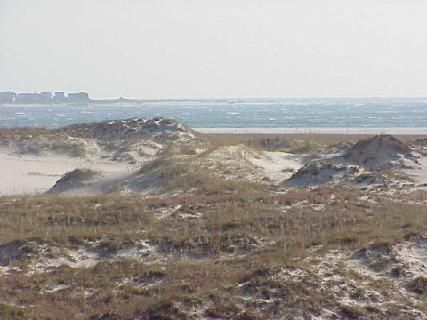 Ocean section of Bogue Inlet: the mouth of the White Oak River