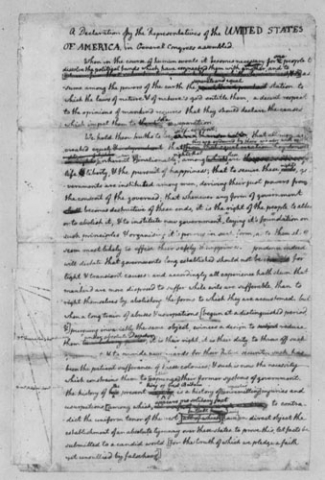 Rough draft of the Declaration of Independence