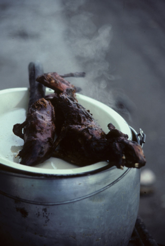 Roasted guinea pig in Saquisilí, Ecuador