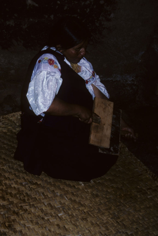 Carding wool in Otavalo, Ecuador