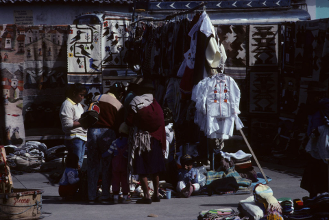 Blankets and clothes for sale in Saquisilí, Ecuador