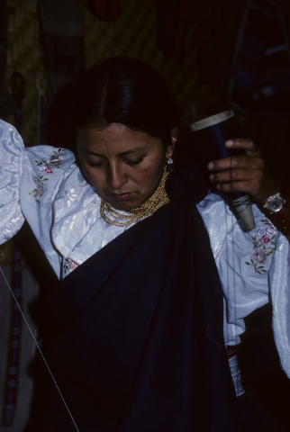 Spinning thread in Otavalo, Ecuador
