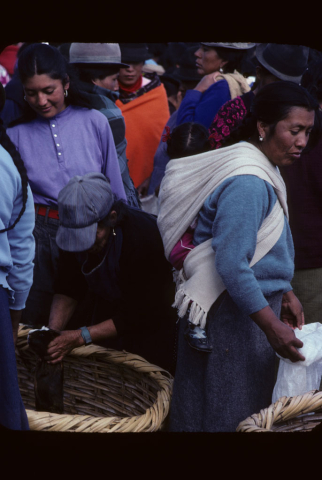 A crowded market in Saquisilí, Ecuador