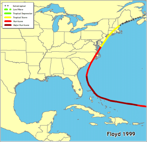 1999 Hurricane Floyd Map