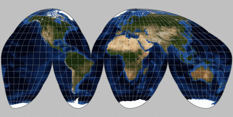Interrupted map of the globe