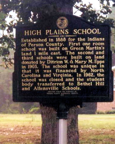 High Plains School marker