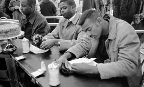 African American Men Seated at a Lunch Counter