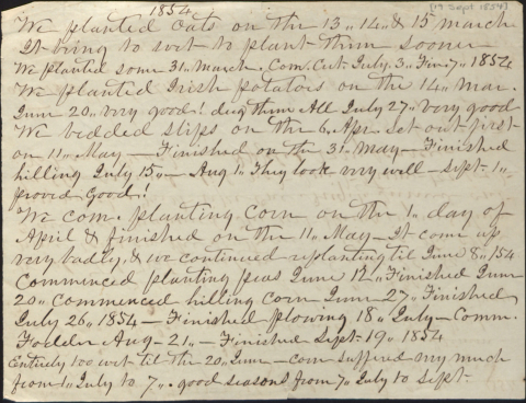 James Evans diary 1854