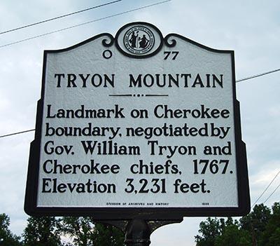 Historical Marker: Tryon Mountain