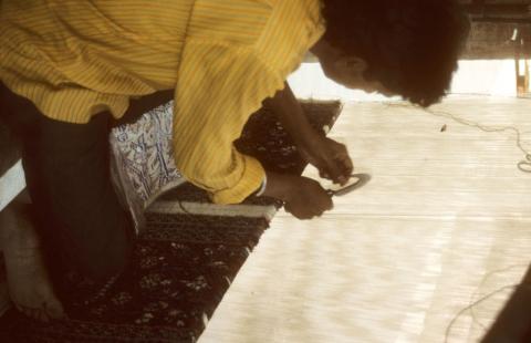 A carpet weaver in Agra, India