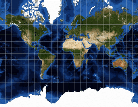 Cylindrical projection (Mercator)