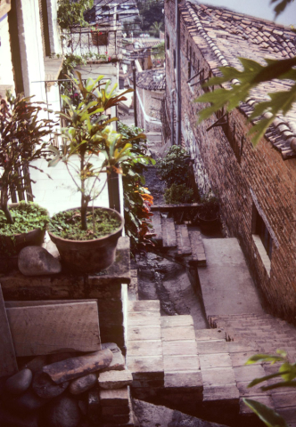 Steep alley in Puerto Vallarta, Mexico