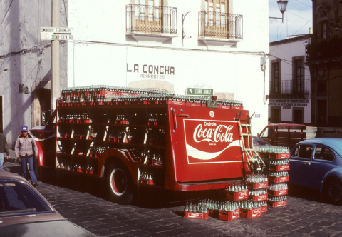 Coca-cola delivery truck in Guanajuato, Mexico