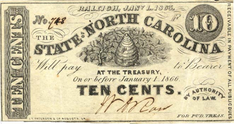 North Carolina 10-cent note, 1863