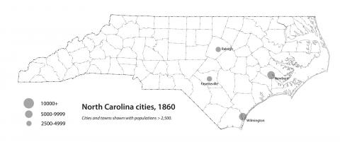 North Carolina cities, 1860