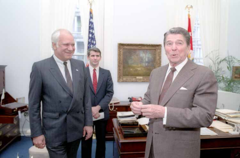 Ronald Reagan with Adolfo Calero