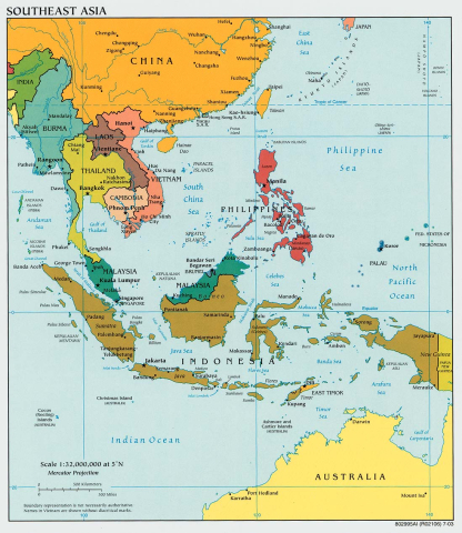 Southeast Asia: Political map (2003)