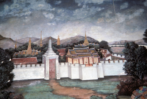 Rama's walled city of Ayudhya (Thai Ramayana mural)