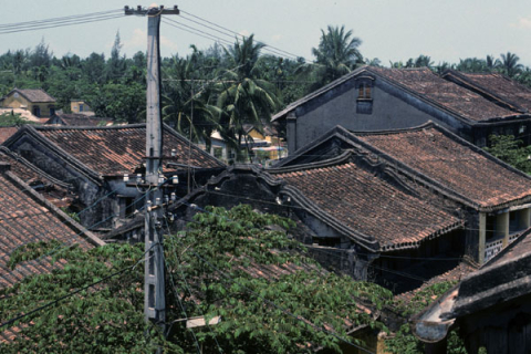 Ceramic tile roofs of houses in Hoi An